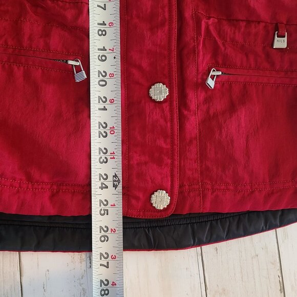 Nils Skiwear Red Black Faux Fur Hooded Ski Jacket Coat Womens 4 Snow Winter - Picture 6 of 9